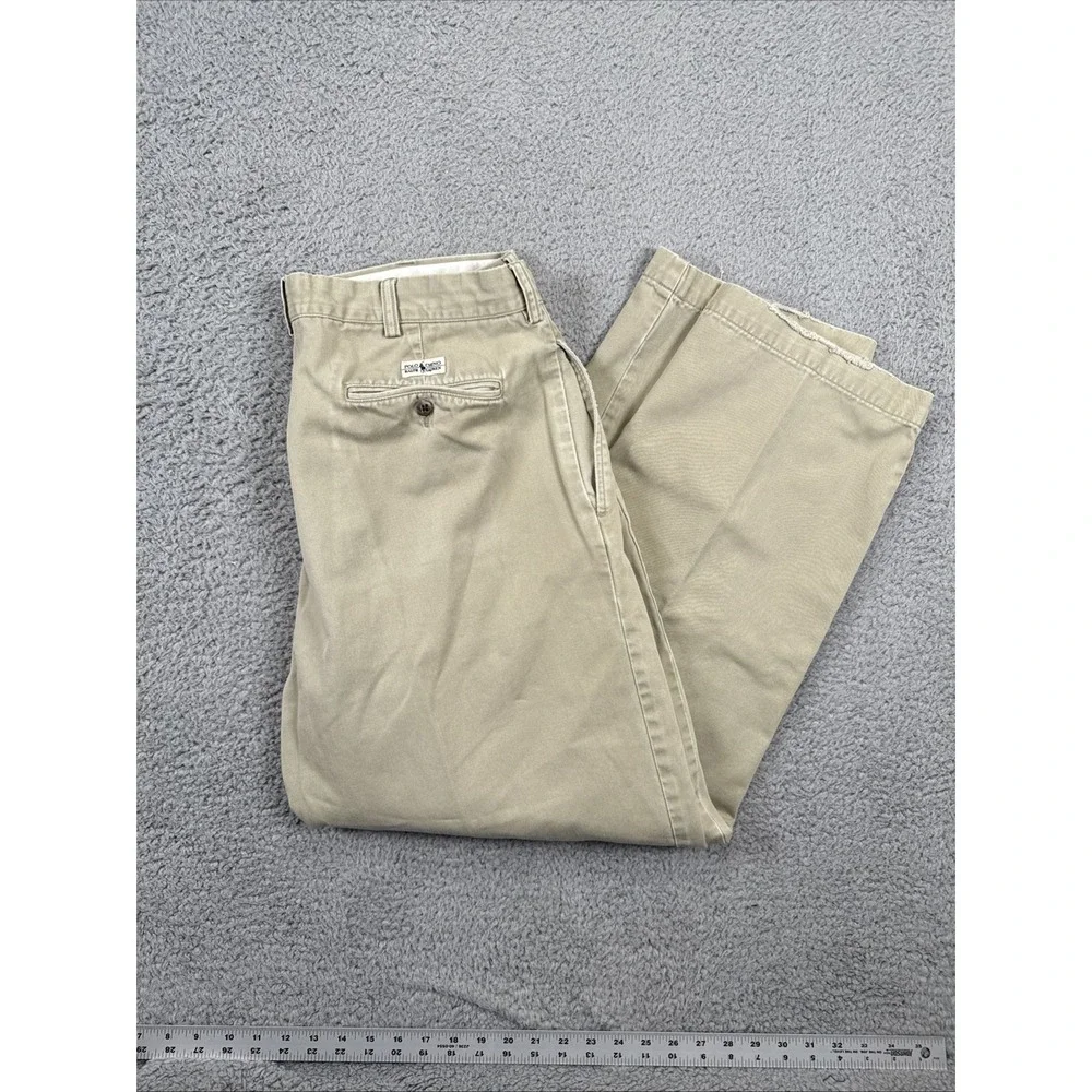Polo Ralph Lauren Andrew Pants Mens 36x30‎ Khaki Pleated Classic Fit